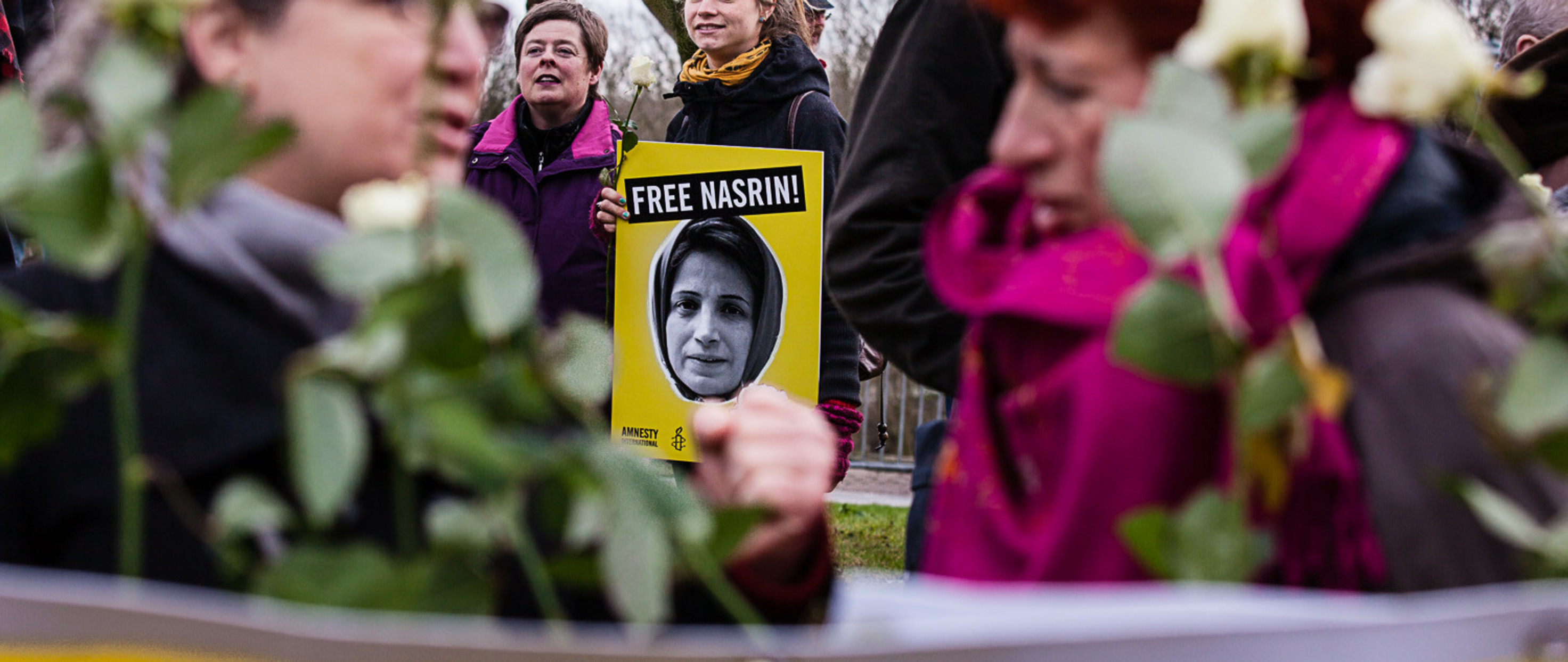 A demonstration to free Nasrin Sotoudeh at the Iranian embassy in The Hague